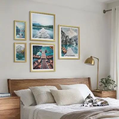 Mountain landscape wall art set of 5 water path panels