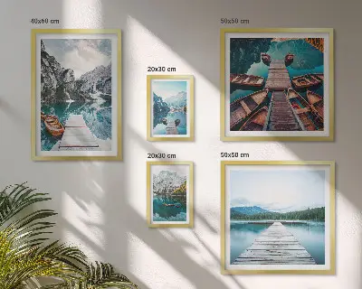 Set of 5 wall art pieces Mountain landscapes water paths