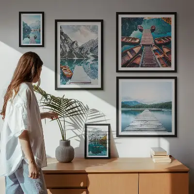 Mountain landscape wall art set of 5 water path panels