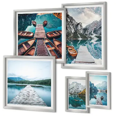 Mountain landscape wall art set of 5 water path panels