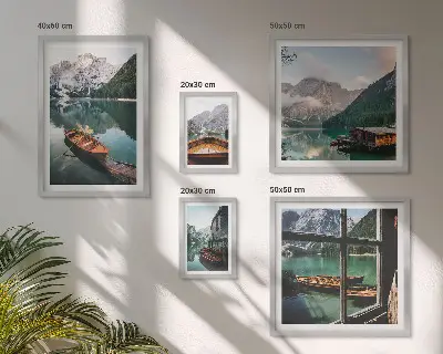 Framed photo set Lakes, mountains, boats, landscapes