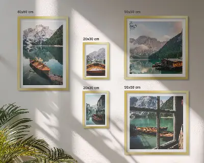 Framed photo set Lakes, mountains, boats, landscapes