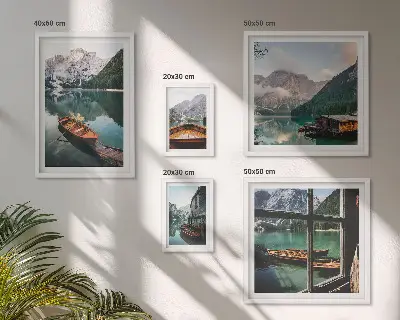 Framed photo set Lakes, mountains, boats, landscapes