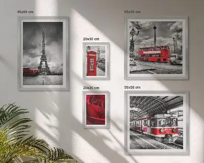 Set of 5 wall art pieces Architectural icons and vehicles