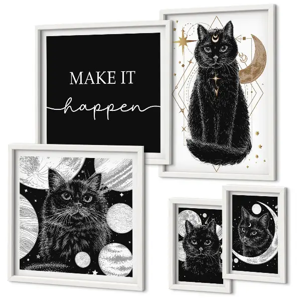 Gallery wall Black cats boho space