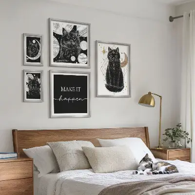 Gallery wall Black cats boho space