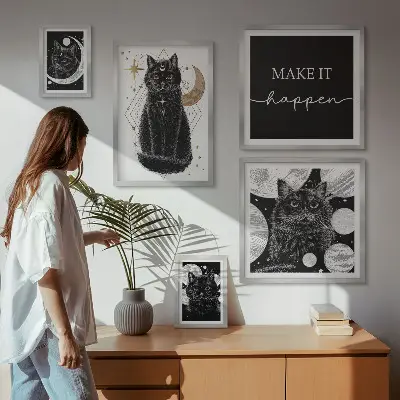 Gallery wall Black cats boho space