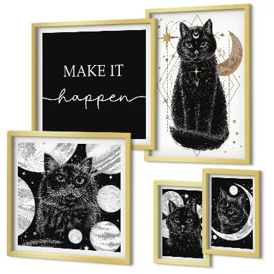 Gallery wall Black cats boho space