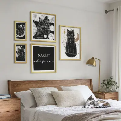 Gallery wall Black cats boho space