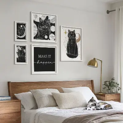 Gallery wall Black cats boho space