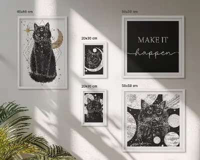 Gallery wall Black cats boho space