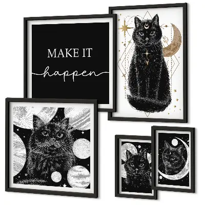 Gallery wall Black cats boho space