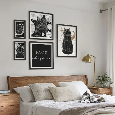 Gallery wall Black cats boho space