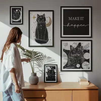 Gallery wall Black cats boho space
