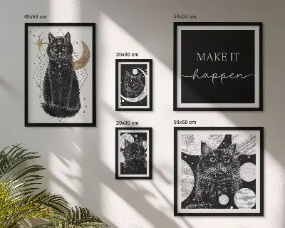 Gallery wall Black cats boho space