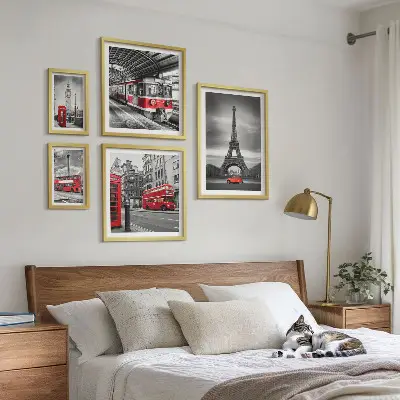 Framed photo set Stylish views of London and Paris