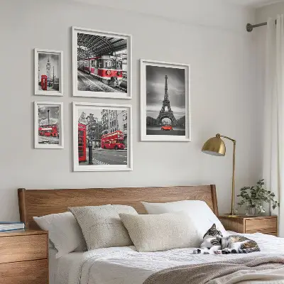 Framed photo set Stylish views of London and Paris