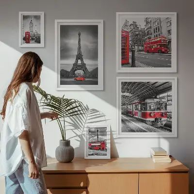 Framed photo set Stylish views of London and Paris