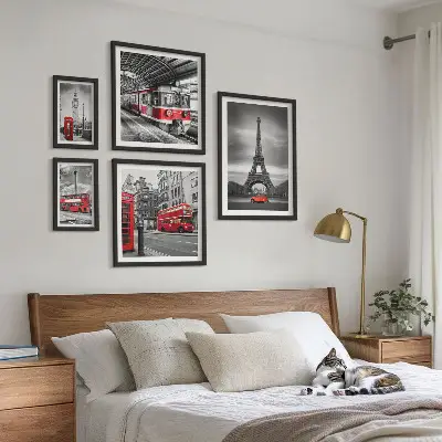 Framed photo set Stylish views of London and Paris