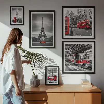 Framed photo set Stylish views of London and Paris