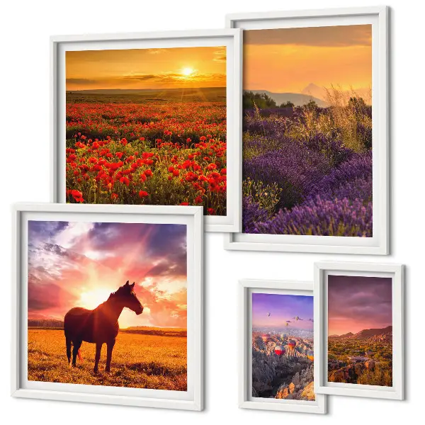 Gallery wall Landscapes of nature horses flowers