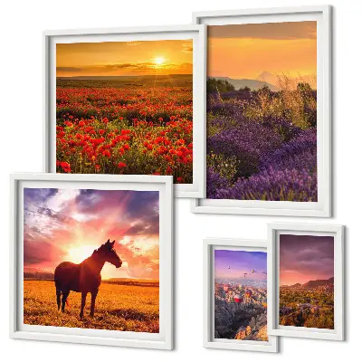 Gallery wall Landscapes of nature horses flowers