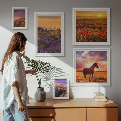 Gallery wall Landscapes of nature horses flowers