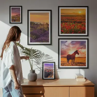 Gallery wall Landscapes of nature horses flowers
