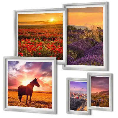Gallery wall Landscapes of nature horses flowers