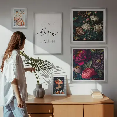 Floral motivational slogans framed photo set
