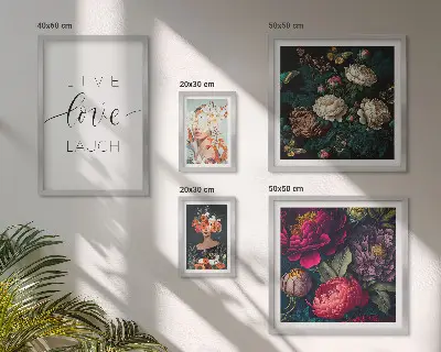 Framed photo set Floral motivational slogans
