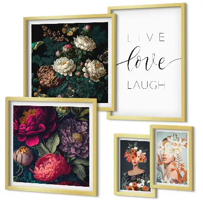 Framed photo set Floral motivational slogans