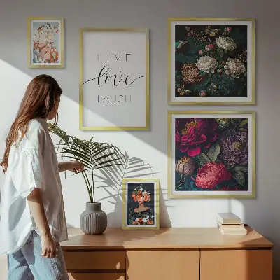 Framed photo set Floral motivational slogans