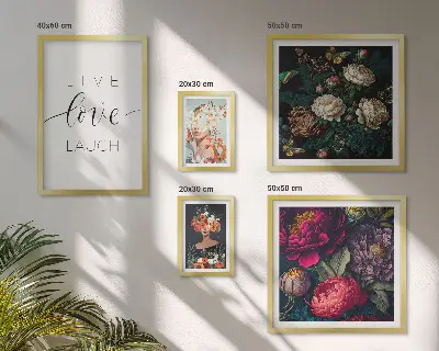 Floral motivational slogans framed photo set