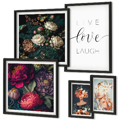 Framed photo set Floral motivational slogans
