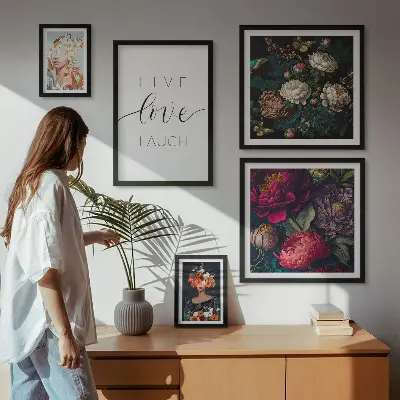 Framed photo set Floral motivational slogans