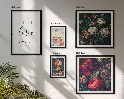 Framed photo set Floral motivational slogans
