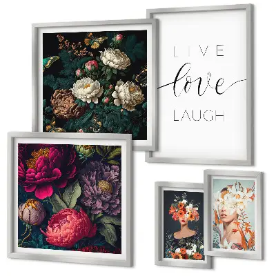 Floral motivational slogans framed photo set