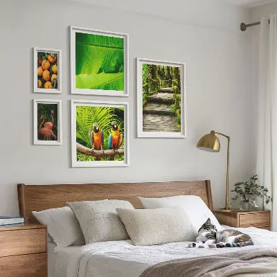 Set of 5 wall art pieces Tropical nature fruit motifs
