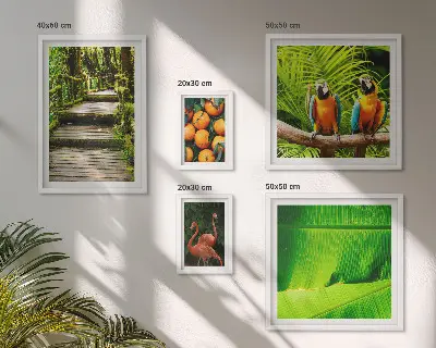 Set of 5 wall art pieces Tropical nature fruit motifs