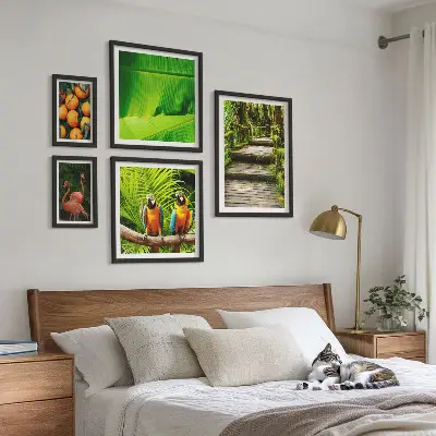 Set of 5 wall art pieces Tropical nature fruit motifs