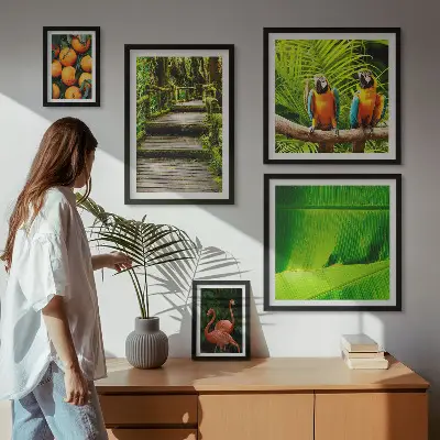 Set of 5 wall art pieces Tropical nature fruit motifs