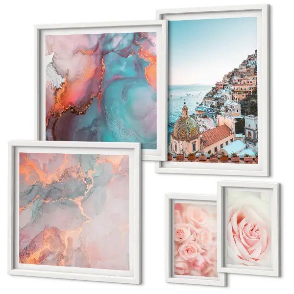 Framed photo set Romantic pink landscapes
