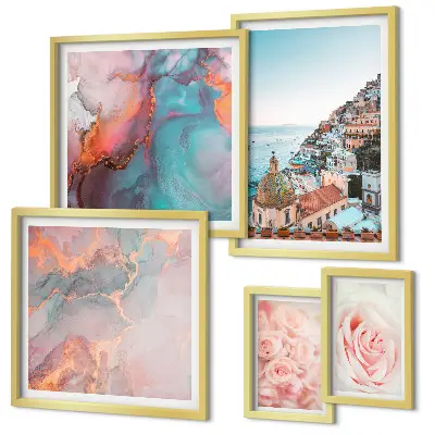 Framed photo set Romantic pink landscapes
