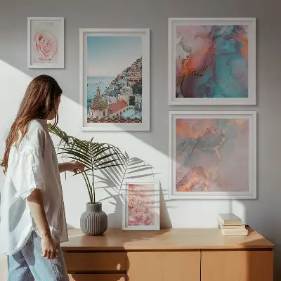 Framed photo set Romantic pink landscapes