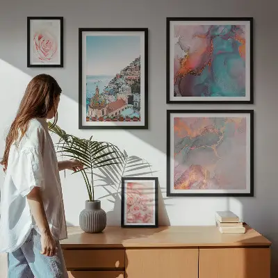 Framed photo set Romantic pink landscapes