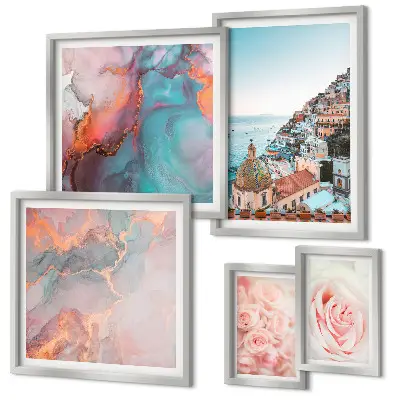 Framed photo set Romantic pink landscapes