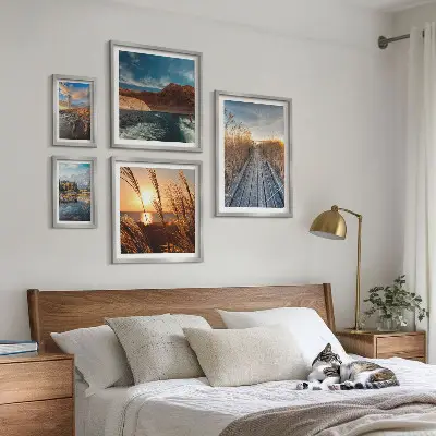 Framed photo set Landscapes water vegetation trail