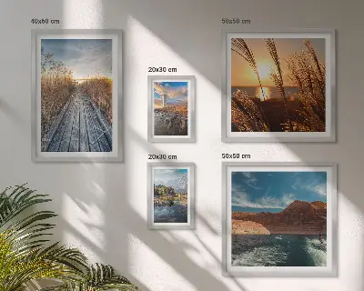 Framed photo set Landscapes water vegetation trail