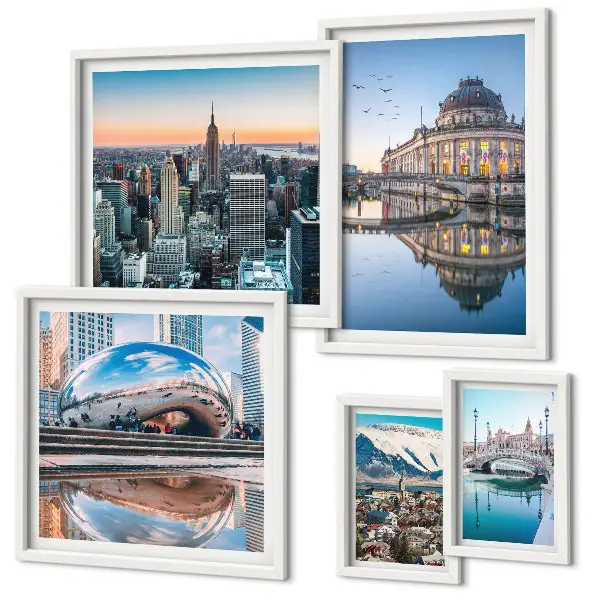 Framed photo set Urban landscapes architecture nature